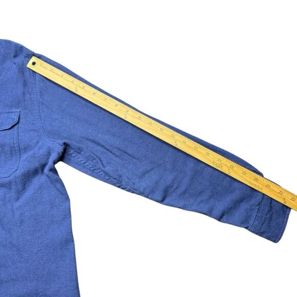 Woolrich Button Up Cotton Shirt Pockets Mens L Navy Blue - Picture 8 of 8